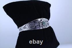 Vintage Navajo Fred Harvey Era 925 Silver Turquoise THUNDERBIRD Cuff Bracelet