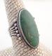 Vintage Navajo Fred Harvey Era Green Turquoise Sterling Stamped Ring Sz 9