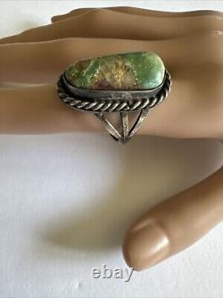 Vintage Navajo Fred Harvey Era Matrix Turquoise Sterling Ring