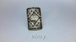 Vintage Navajo Fred Harvey Era Sterling Silver Ring. Whirling Log