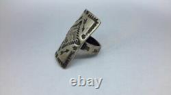 Vintage Navajo Fred Harvey Era Sterling Silver Ring. Whirling Log