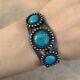 Vintage Navajo Fred Harvey Era Sterling Silver And Turquoise Cuff Bracelet