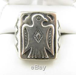 Vintage Navajo Fred Harvey Era Thunderbird Stamped Sterling Silver Ring Sz 8