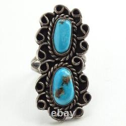 Vintage Navajo Fred Harvey Era Turquoise 925 Sterling Silver Ring Size 5 Native