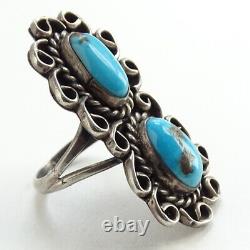 Vintage Navajo Fred Harvey Era Turquoise 925 Sterling Silver Ring Size 5 Native