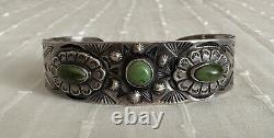 Vintage Navajo Fred Harvey Era Turquoise Silver Cuff Bracelet