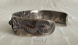 Vintage Navajo Fred Harvey Era Turquoise Silver Cuff Bracelet