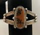 Vintage Navajo Fred Harvey Era Petrified Wood Sterling Silver Cuff Bracelet