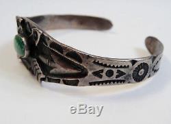 Vintage Navajo Indian Silver And Turquoise Bracelet With Arrows Fred Harvey Era