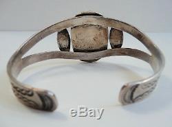 Vintage Navajo Indian Unusual Silver And Turquoise Bracelet Fred Harvey Era
