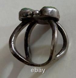 Vintage Navajo Old Pawn Damale Turquoise Ring Fred Harvey Era Sterling Silver 6