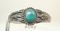 Vintage Navajo Old Pawn Fred Harvey Era Turquoise Arrow Sterling Cuff Bracelet