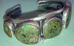 Vintage Navajo Old Pawn Sterling Silver Turquoise Cuff Bracelet Fred Harvey Era