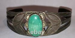 Vintage Navajo Old Pawn sterling silver Turquoise Fred Harvey Era Bracelet