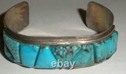 Vintage Navajo old pawn turquoise sterling silver bracelet Fred Harvey era