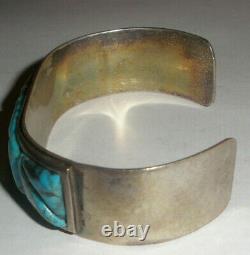 Vintage Navajo old pawn turquoise sterling silver bracelet Fred Harvey era