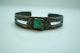 Vintage Old Pawn Fred Harvey Era Sterling Silver Turquoise Stamped Cuff Bracelet