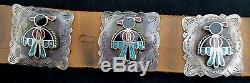 Vintage Old Pawn Navajo Silver and Turquoise Concho Belt RARE Fred Harvey TB452