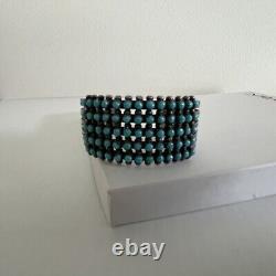 Vintage Old Pawn Sterling Silver Snake Eyes Turquoise 6 Cuff Fred Harvey Era