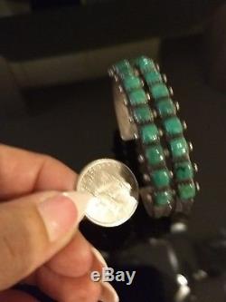 Vintage Old Pawn Turquoise & Sterling Silver Cuff Fred Harvey Era Signed JWMS