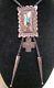 Vintage Old Pawn Turquoise Stone Sterling Silver Bolo Tie Navajo Fred Harvey