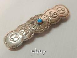 Vintage Pawn Navajo Indian Sterling Silver Turquoise Harvey Hair Barrette