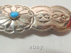 Vintage Pawn Navajo Indian Sterling Silver Turquoise Harvey Hair Barrette