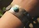 Vintage Sterling Silver & Turquoise Cuff Bracelet Fred Harvey Era Charms Horse
