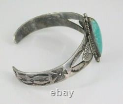 Vintage Southwestern Fred Harvey Era Sterling Silver Turquoise Cuff Bracelet