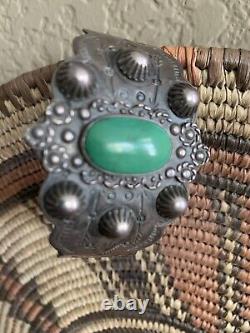 Vintage Sterling Fred Harvey Cerrillos Turquoise Thunderbird Cuff