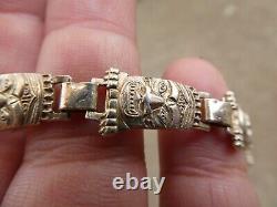 Vintage Sterling Fred Harvey Totem Pole Eskimo, Whirling Lot Linked Bracelet H1