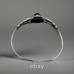 Vintage Sterling Native American Fred Harvey Carved Black Onyx Cuff Bracelet