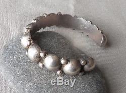 Vintage Sterling Silver Fred Harvey Era Beaded Domes Cuff Bracelet