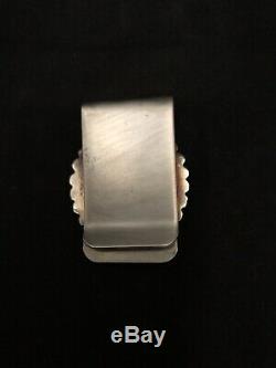 Vintage Sterling Silver Money Clip with Fred Harvey Mimbreno China Shard