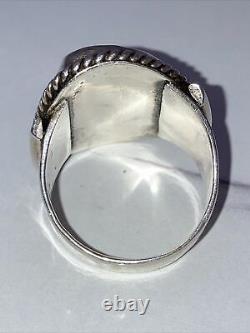 Vintage Sterling Silver Navajo Old Pawn Fred Harvey Era Men's Ring 12 Turquoise