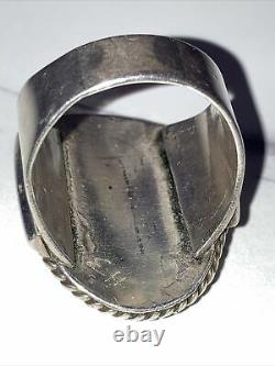 Vintage Sterling Silver Navajo Old Pawn Fred Harvey Era Men's Ring 12 Turquoise