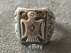 Vintage Sterling Silver Thunderbird Ring Fred Harvey Bell Trading Old Pawn 10.5