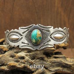 Vintage Sterling Silver and Turquoise Cuff Bracelet Fred Harvey Style