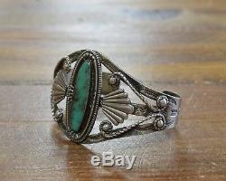 Vintage Sterling Silver and Turquoise Fred Harvey Era Cuff Bracelet