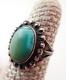 Vintage Tc Signed Navajo Fred Harvey Era Green Blue Turquoise Sterling Ring 5.5