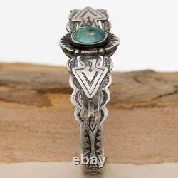 Vintage Turquoise Bracelet FRED HARVEY Arrowhead Sterling Silver OLD PAWN Navajo