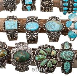 Vintage Turquoise Bracelet FRED HARVEY Arrowhead Sterling Silver OLD PAWN Navajo