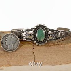 Vintage Turquoise Bracelet FRED HARVEY TRADING Sterling Silver OLD PAWN Navajo