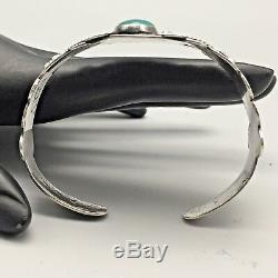 Vintage Turquoise, Coin Silver Cuff Bracelet From the Fred Harvey Era