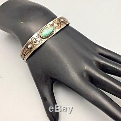 Vintage Turquoise, Sterling Silver Cuff Bracelet Fred Harvey Era