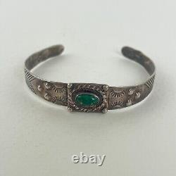 Vintage Turquoise Sterling Silver Cuff Bracelet Native American Fred Harvey 925