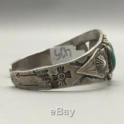 Vintage Turquoise, Sterling or Coin Silver Cuff Bracelet From Fred Harvey Era