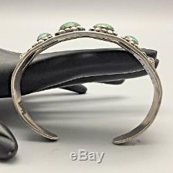 Vintage Turquoise, Sterling or Coin Silver Cuff Bracelet From Fred Harvey Era