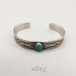 Vintage Turquoise and Sterling Silver Cuff Bracelet Fred Harvey Era