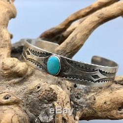 Vintage Turquoise and Sterling Silver Cuff Bracelet Fred Harvey Era